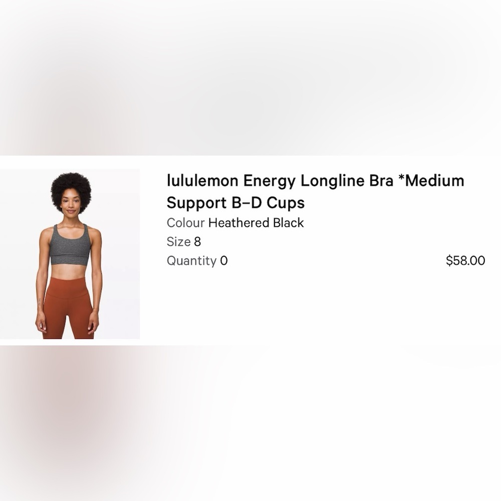 Lululemon Athletica Heathered Black Sports Bra